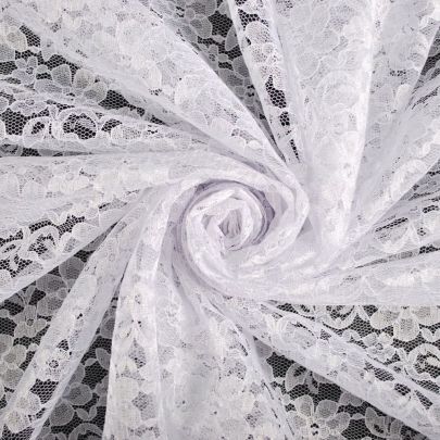 Polyester Lace Mesh Floral  in White(105 x 100cm)