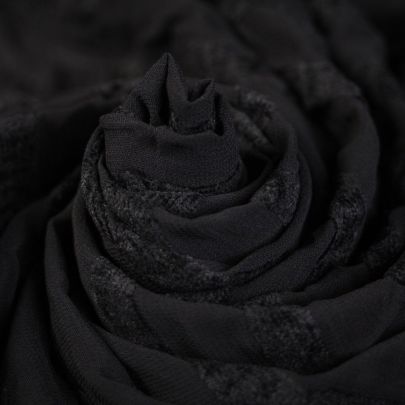 Polyester Chiffon Striped Black Fabric (Remnant-130cmx140cm) 