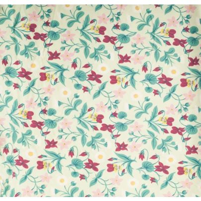 Liberty Art Fabric - Green Flowers Cotton Elastane Fabric (Sold as 1.4 x 1.3 metre piece)