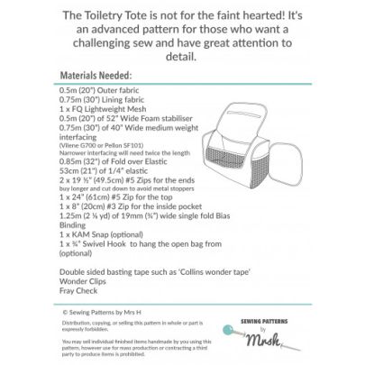 The Toiletry Tote Bag Pattern - Mrs H