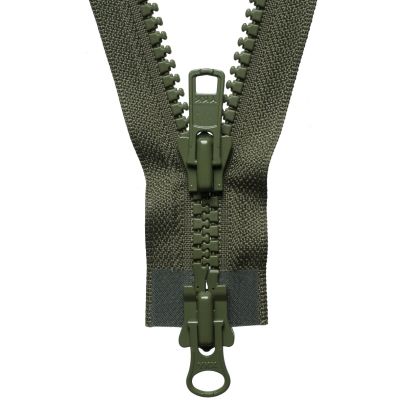 YKK Vislon Two Way Open End Zip- Khaki Green 66cm