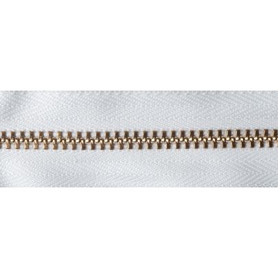 YKK Brass Jeans Zip- White 13cm